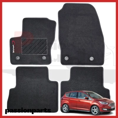 TAPPETI FORD C-MAX DAL 2015 IN MOQUETTE CON RICAMO E 4 FISSAGGI SET 4 PEZZI - Immagine 1 di 4