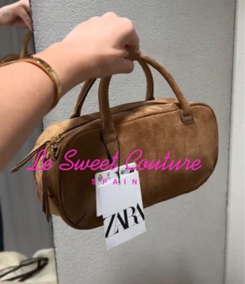 BOLSO ZARA MUJER NUEVO CON ETIQUETAS SS25 MINI DOBLE ASA GAMUZA DIVIDIDA MARRÓN SAN 6635/510/718 Foto 1 de 3