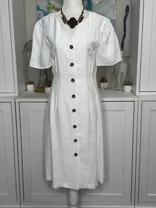Gilli White Tailored Sheath Dress w/ Darts Button Front White Large Rayon NWT - Picture 1 of 11