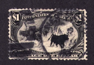1898 US SC 292 $1 Cattle in Storm - Used VF Sound - Image 1 of 3