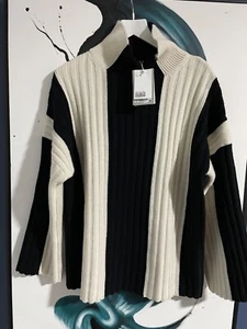 H&M Stripe Jumper Black/Cream BNWT Size XS - Picture 1 of 12