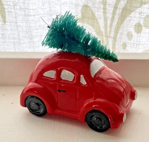 Department Dept 56 Red Car Tree On Top Christmas VW Volkswagen Bug NO Box - Picture 1 of 3
