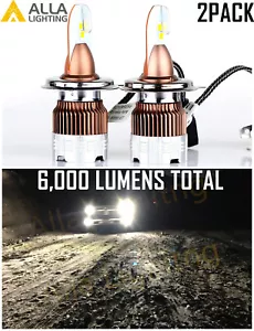Alla Pure White 6000K LED H4 Headlight High Low Beam Halogen Light Bulb Replace - Picture 1 of 12