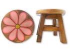 Childs Childrens Wooden Stool - Pink Daisy Step Stool