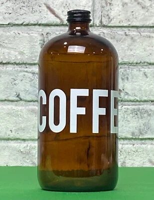 Bullseye Amber Cold Brew Coffee Bottles Vessel 33.8 oz Brown Coffee Glass Bottle - Image 1 of 4