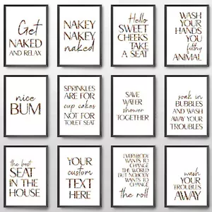 Bathroom Toilet Wall Art Happy Floral Text Funny Prints Picture Posters Quotes  - Picture 1 of 49