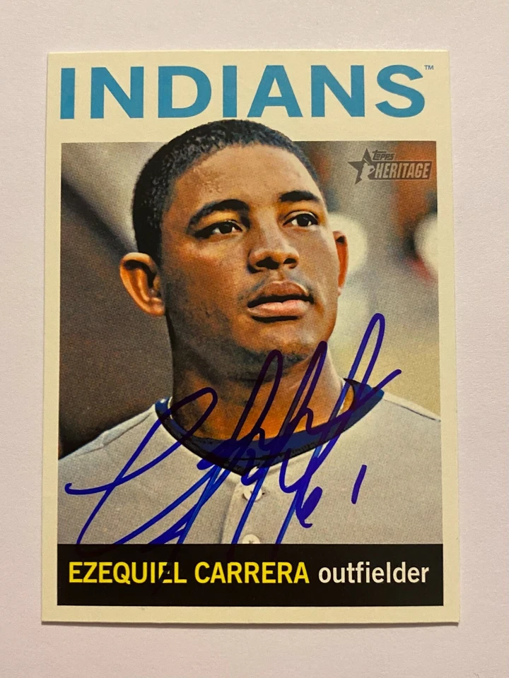 Ezequiel Carrera Signed Topps #362 2013 Card Cleveland Indians Auto MLB RAD - Image 1 of 1