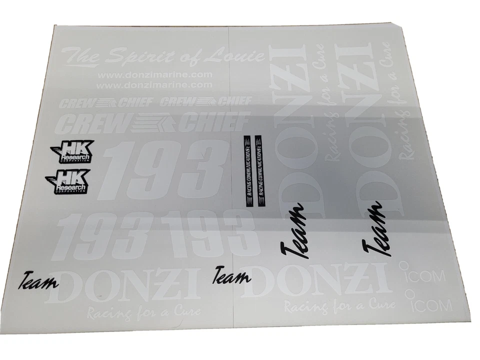 Team Donzi 193 Decals for boat for a cat or vee hull 193  r/c boat modeler - Image 1 of 4