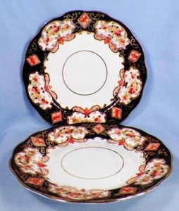 2 Royal Albert Erbstück Dessertteller Krone China 4534 Blaugold Rost Blumen - Bild 1 von 6