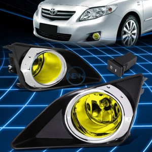 For 09-10 Toyota Corolla Sedan Yellow Lens Driving Fog Lights+Switch Replacement - Picture 1 of 5