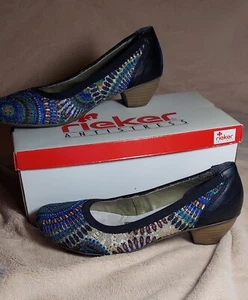 Rieker Womens Mariah 84 Colibri/Schwarz Embroidered Multicolored Slip-on Pump 40 - Picture 1 of 6