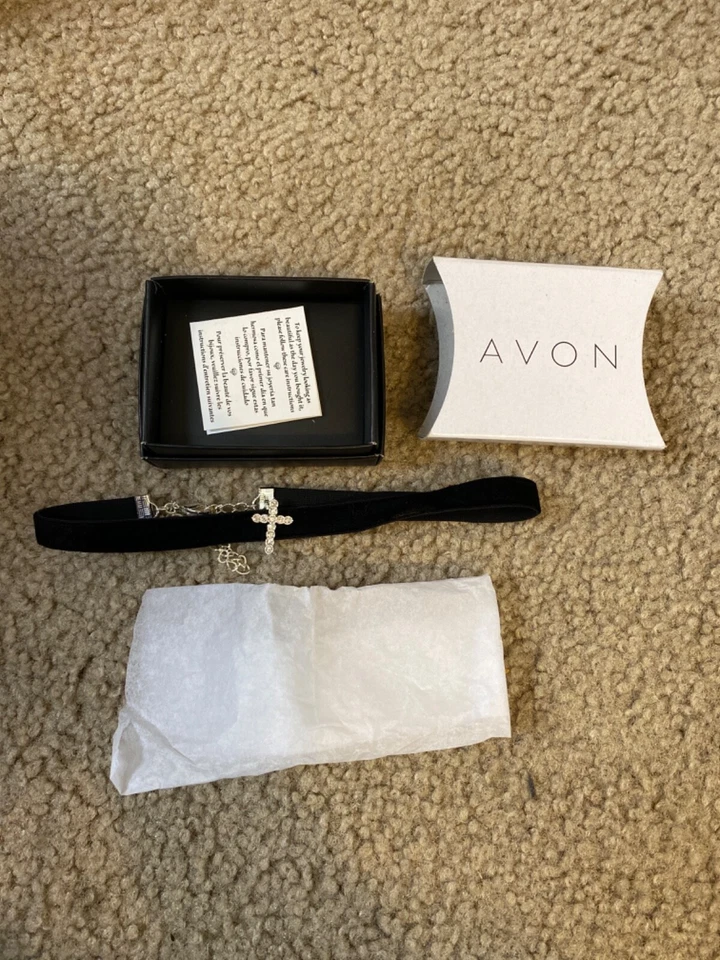 2x Avon Medallion Velvet Choker -
