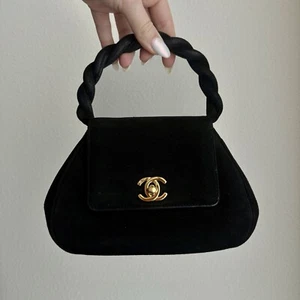 Chanel Suede Twisted Top Handle Mini Evening Bag '96-'97 USED - Picture 1 of 16