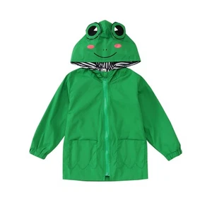 Toddler Baby Boy Girl Frog Rain Jacket Cute Cartoon Green Raincoat Hoodie Kid... - Picture 1 of 7