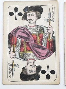 Antik Spielkarten C.L. Wüst Frankfurt Hausbild Typ 1 - 1879-1889 Komplett 32 St. - Bild 1 von 19