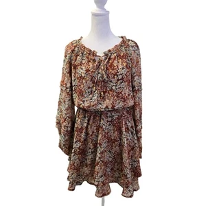 Fate Floral Metallic Ruffle Sleeve Boho Mini Dress Size XS - Picture 1 of 8