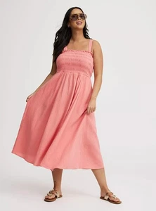 Vestido Torrid Midi Rosa Coral Nuevo con Etiquetas Nuevo 5X - Imagen 1 de 15