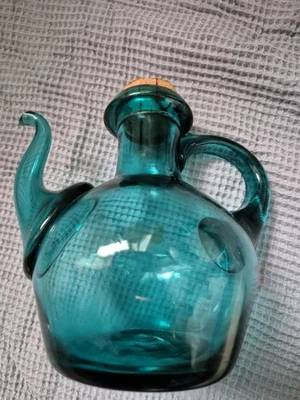 Essig Karaffe oder Öl Karaffe aus Glas mit Korken Glaskaraffe mit Henkel Italien - Bild 1 von 3