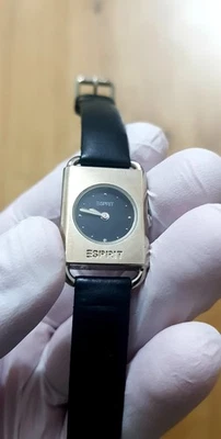 ESPRIT Damen Armbanduhr Schwarz Echtleder Elegant – Batterie neu!, Sammlerstück - Bild 1 von 4