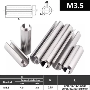 M3.5 3.5mm Stainless Steel Slotted Spring Tension Pins Sellock Roll Pins DIN1481 - Picture 1 of 7