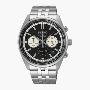 SEIKO Reloj Hombre Cronógrafo Esfera Negra Cuarzo Analógico Acero Inoxidable SSB429 - Imagen 1 de 12