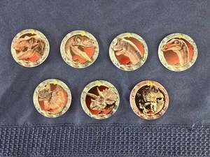 Jurassic Park Pog 7 Stück SkyCaps SkyBox 1990er (The Dinosours) Milk Caps Film - Bild 1 von 2