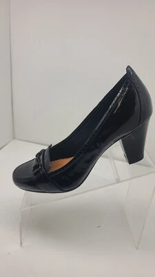 Zapatos mocasines Clarks artesanales charol tacón de caballo negro negro talla 10 M Foto 1 de 4