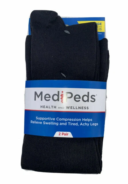 MediPeds Circ Crew XL Over The Calf Socks, Size XL