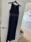 Ladies JS Boutique Maxi Dress Navy Formal Party Size 12 Beaded