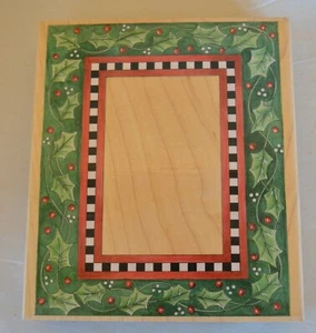 NEW Stamps Happen Rubber Stamp Holly Frame Christmas #90006 Design 5.75 x 4.75 - Picture 1 of 8