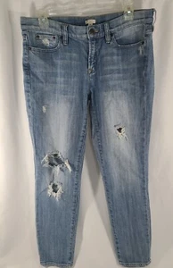 J.Crew Womens Size 30 Mid Rise Stretch Slim Fit Distressed Jeans Light/Med Wash - Picture 1 of 8