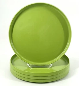 "Juego de 4 platos de almuerzo de melamina apilables verdes aguacate oblicuos vintage de 9,5""" - Imagen 1 de 7