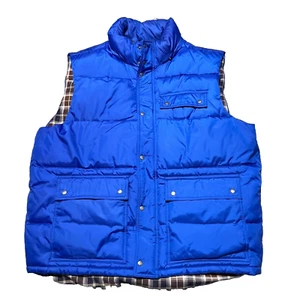 Vintage Gap Jacket Vest Mens 2XL Blue Puffer Quilted Plaid Liner Snaps 90s - Picture 1 of 11