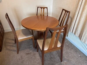 Vintage Parker Knoll Extending Round Dining Table & Four Chairs Wooden Teak U1 - Picture 1 of 14