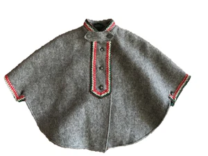 Vintage German Unisex Childs Poncho Cape Traditional Boiled Wool Oktoberfest - Picture 1 of 7