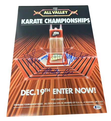 RALPH MACCHIO WILLIAM ZABKA MARTIN KOVE SIGNED AUTO THE KARATE KID 12X18 BAS 9 Cover