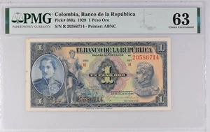 COLOMBIA 1 PESO 1929 p308a NGC 63 CHOICE UNC - Picture 1 of 2