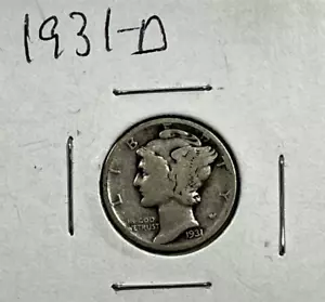 1931-D Mercury Dime : Very Good VG - Picture 1 of 2