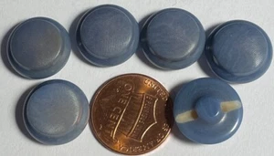 Set of 6 Vintage Domed Muted Blue Plastic Shank Buttons Almost 5/8" 15mm 14852 - Picture 1 of 2