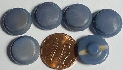Set of 6 Vintage Domed Muted Blue Plastic Shank Buttons Almost 5/8" 15mm 14852 - Image 1 of 2