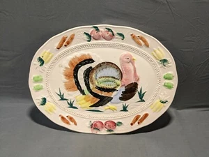 Ceramic Embossed Thanksgiving Turkey Platter 16"x12" Painted Made In Japan EUC - Picture 1 of 8