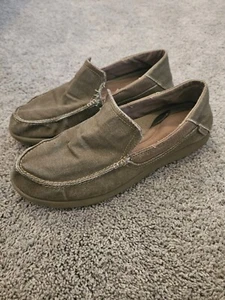 Crocs Santa Cruz Mens Loafers Khaki Slip In Shoes Size 11 Light Brown - Picture 1 of 11