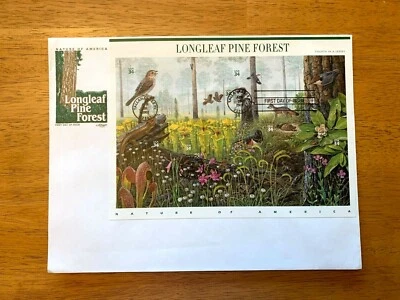 3611 US FDC 2002 hoja larga bosque de pino sobre grande rana árbol pájaro carpintero | Foto 1 de 2