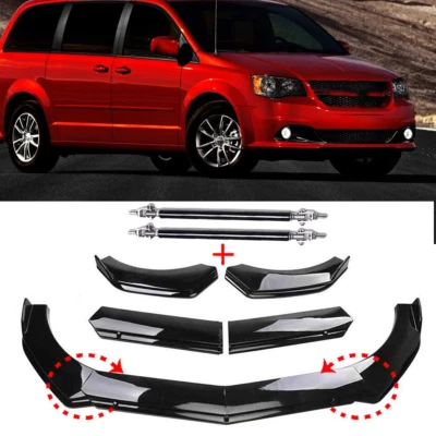 For Dodge Grand Caravan Front Bumper Lip Splitter Spoiler Strut Rod Body Kit - Image 1 of 4