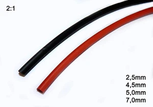 Schrumpfschlauch 2,5mm 4,5mm 5mm 7mm Schwarz oder Rot 2:1 Schrumpf  - Bild 1 von 3