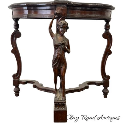 Antigua victoriana francesa figura dama pequeña consola mesa ocasional caoba Foto 1 de 4
