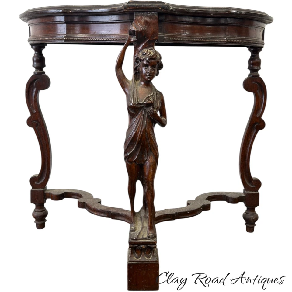 Antigua victoriana francesa figura dama pequeña consola mesa ocasional caoba Foto 1 de 4