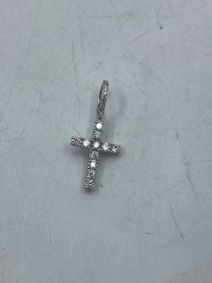 Colgante Cruz Micro Diamante Unisex GLD Chapado en Oro Blanco 14K/Piedras Circonita Foto 1 de 4