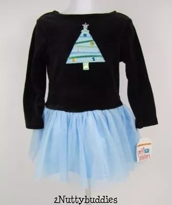 VESTIDO ÁRBOL DE NAVIDAD BATATAS NUEVO CON ETIQUETAS TERCIOPELO NEGRO AZUL TUL CON JOYAS 3T R-$49 Foto 1 de 3