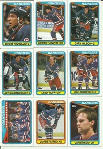 1990 Topps New York Rangers Team Cards! Trottier, Turcotte, Ruff, Patrick, Kisio